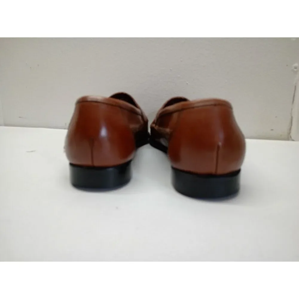 G.H. Bass & Co Leather Loafers Brown Men's 9M Tasseled Slip-on Blocky Heel Shoes